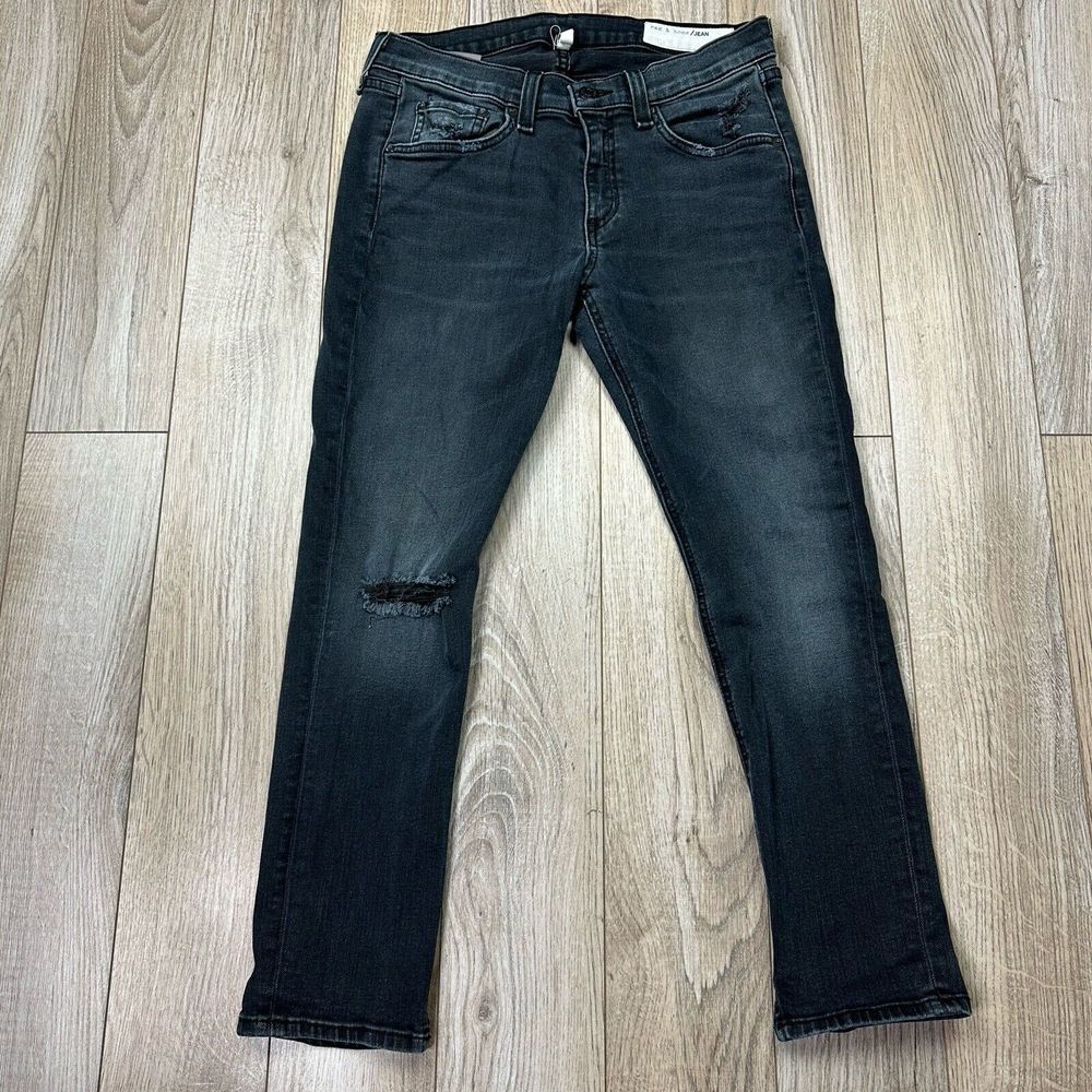 Rag and Bone jeans 28 black steele distressed Capri